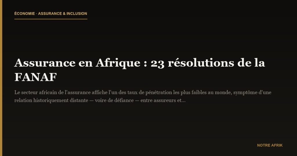 Assurance en Afrique : 23 résolutions de la FANAF