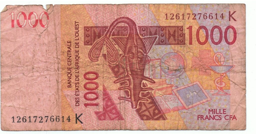 Billet de mille francs CFA émis par la BCEAO