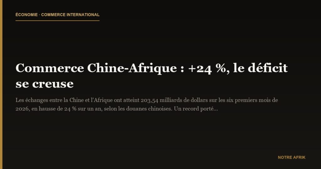 Commerce Chine-Afrique : +24 %, le déficit se creuse