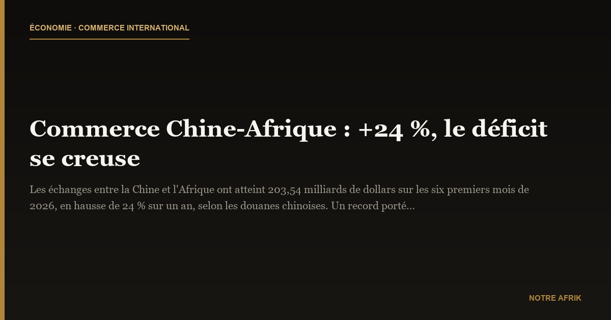 Commerce Chine-Afrique : +24 %, le déficit se creuse
