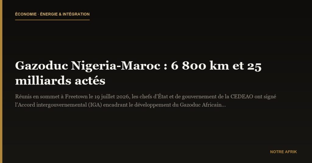 Gazoduc Nigeria-Maroc : 6 800 km et 25 milliards actés