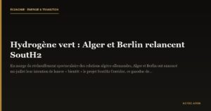 Hydrogène vert : Alger et Berlin relancent SoutH2