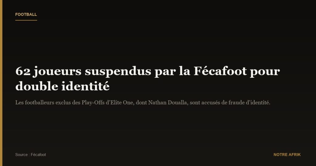 Scandale : Nathan Doualla et 61 joueurs suspendus par la Fécafoot pour double identité