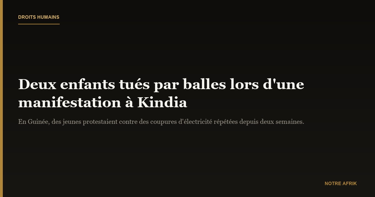 Guinée Conakry : deux enfants tués par balles lors d’une manifestation contre les coupures d’électricité