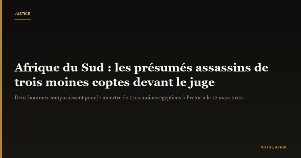 Afrique du Sud : les présumés assassins de trois moines égyptiens devant le juge