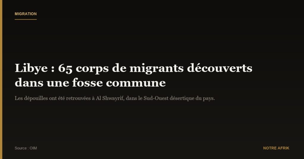 Libye : une fosse commune découverte contenant plus de 65 corps de migrants