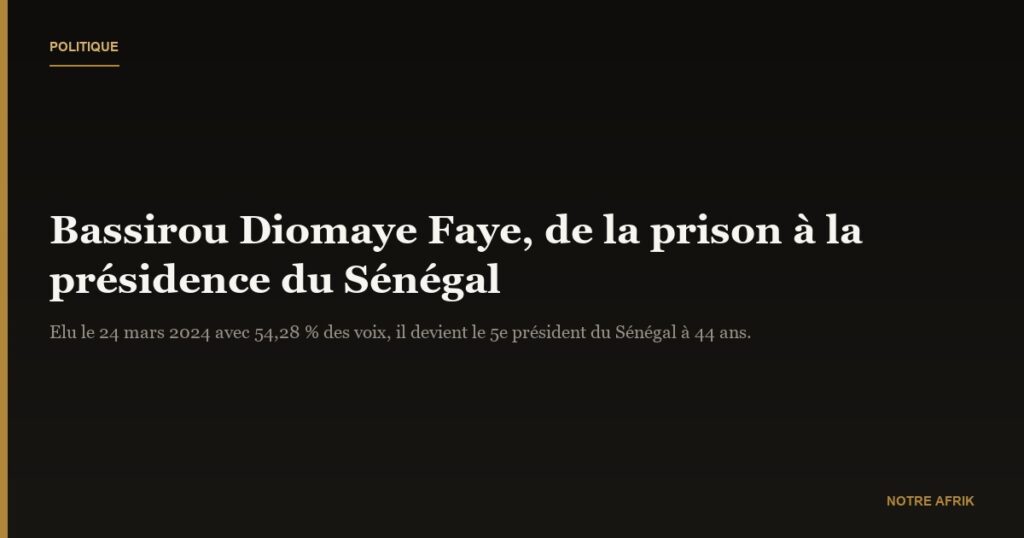 Bassirou DIOMAYE FAYE : l’ex-détenu devenu président de la République