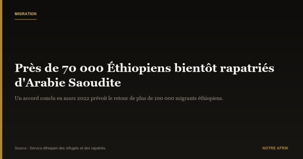 Monde: près de 70 000 éthiopiens bientôt rapatriés d’Arabie-Saoudite