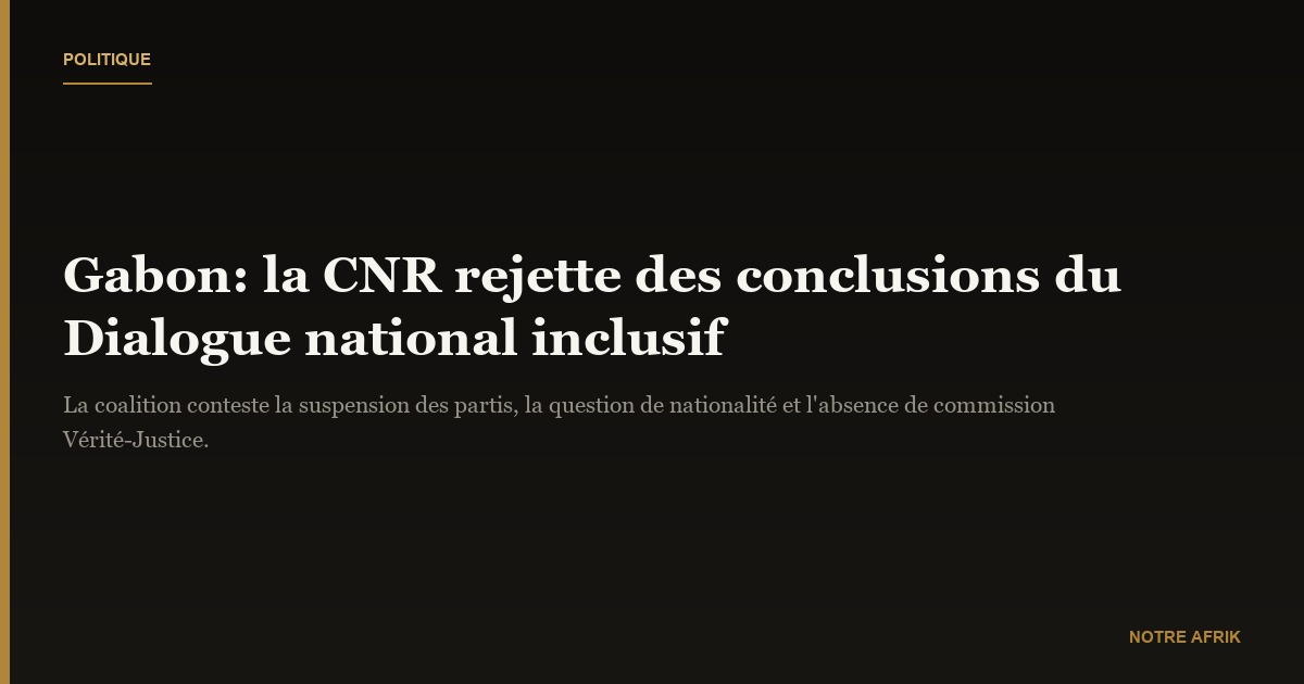 Gabon: la CNR conteste certaines recommandations du Dialogue national inclusif