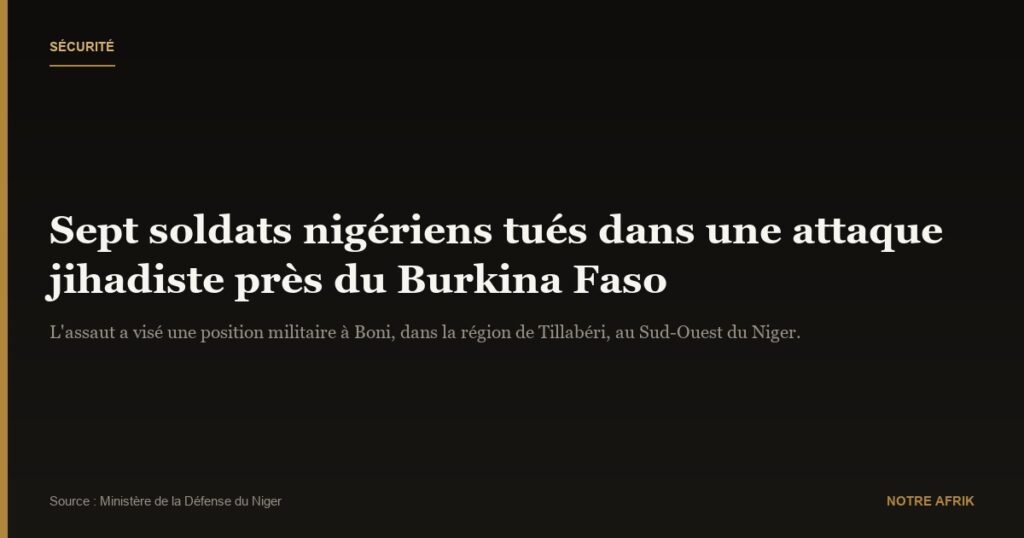 Niger : sept soldats tués près du Burkina Faso