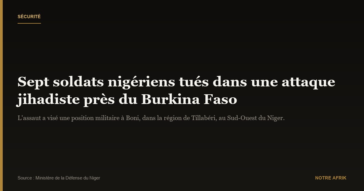 Niger : sept soldats tués près du Burkina Faso