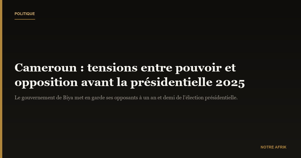 Cameroun : la météo politique se dégrade en vue de la présidentielle de 2025