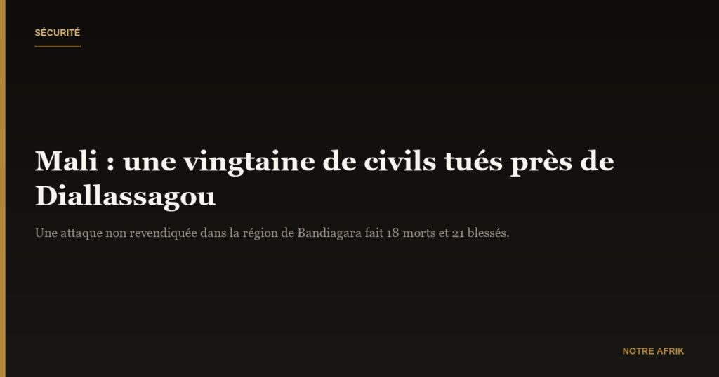 Mali : une vingtaine de civils tués par des hommes armés