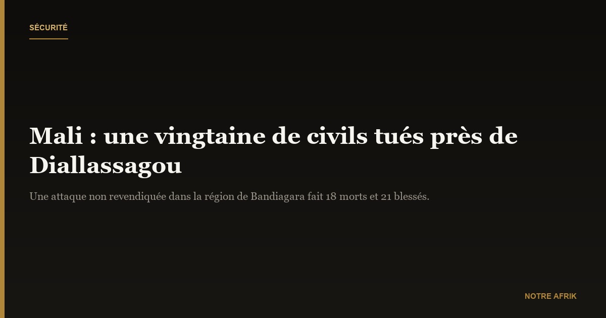 Mali : une vingtaine de civils tués par des hommes armés