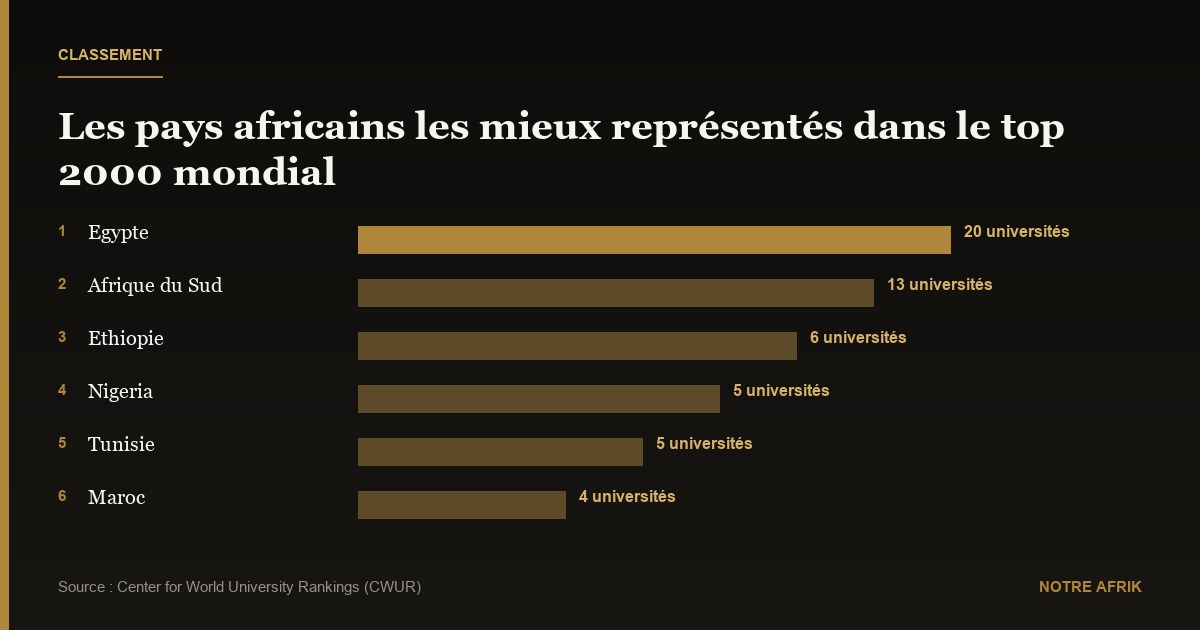 Classement : 59 écoles africaines dans le palmarès des 2000 meilleures universités du monde