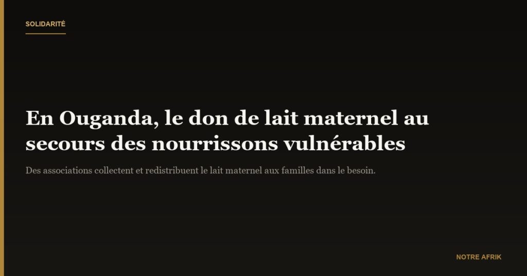 Ouganda : don de lait maternel pour renforcer les familles nécessiteuses