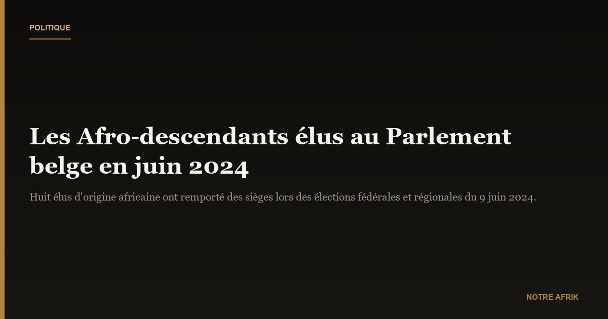 Politique : ces Afro-descendants élus au Parlement en Belgique
