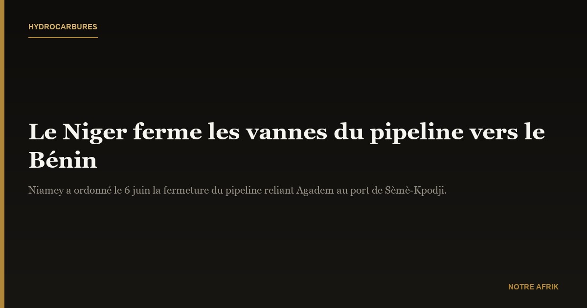 Hydrocarbures : le Niger arrête l'écoulement du pétrole vers le Benin