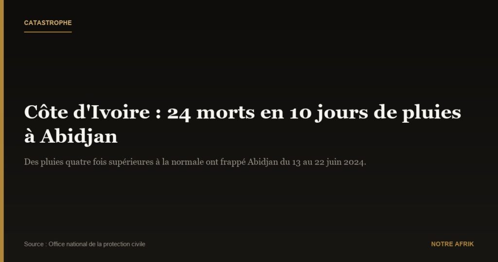 Côte d’Ivoire : les pluies font 24 morts en 10 jours