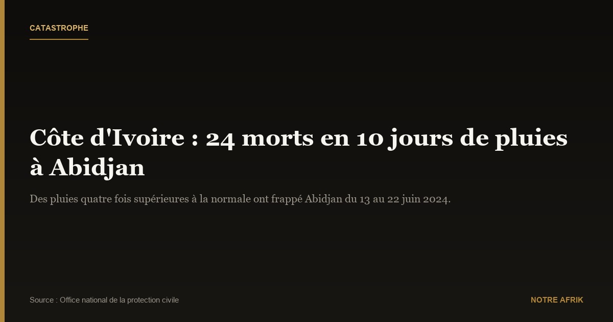 Côte d’Ivoire : les pluies font 24 morts en 10 jours
