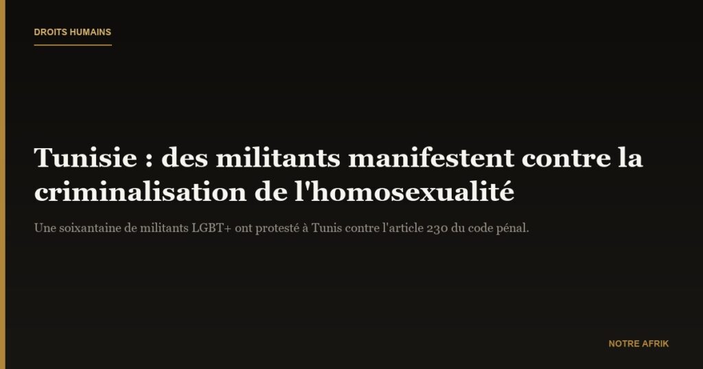 Tunisie : manifestation en faveur de la décriminalisation de l'homosexualité