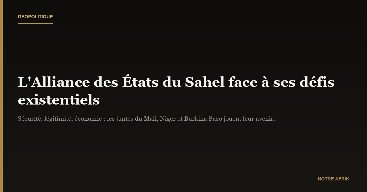 Edito : quel avenir pour l’Alliance des États du Sahel ?