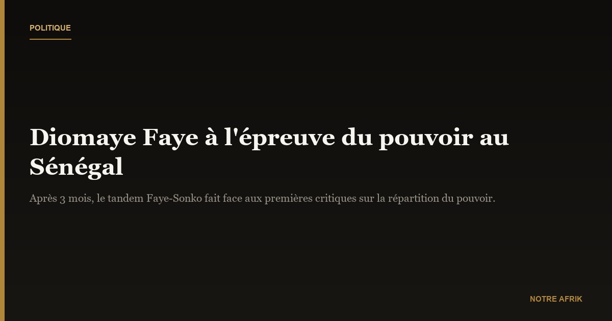 Sénégal : Diomaye Faye à l’épreuve du pouvoir