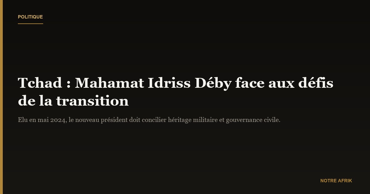 Tchad : et maintenant l’ordre constitutionnel