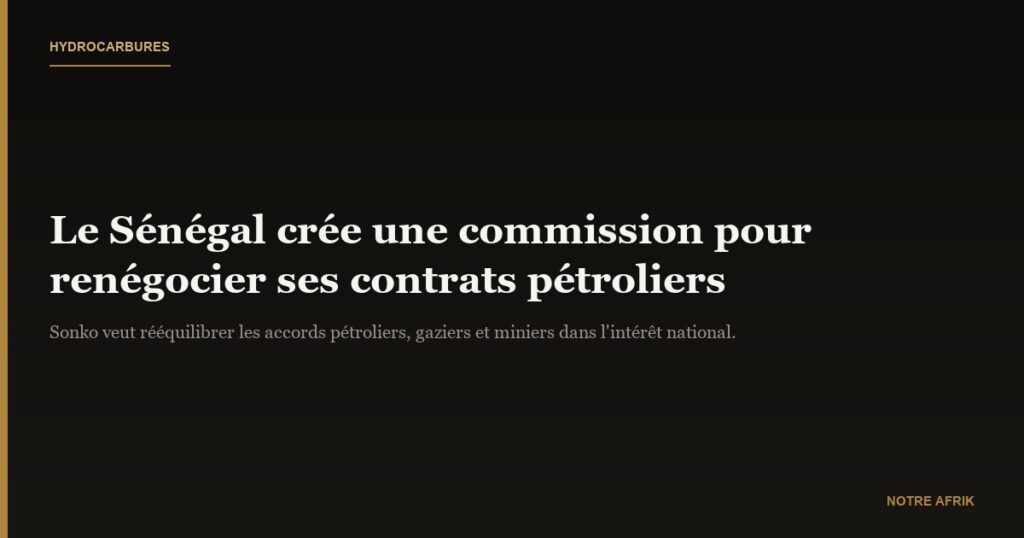 Hydrocarbures : le Sénégal crée une commission pour renégocier ses contrats