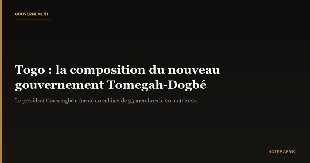 Togo : le nouveau gouvernement est connu