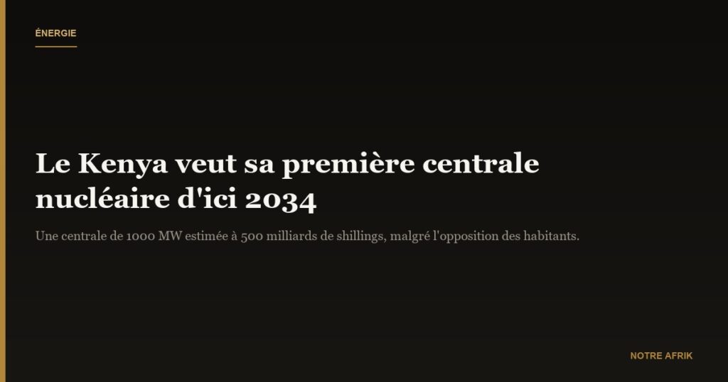 Gouvernance : le Kenya veut sa première centrale nucléaire d'ici 2034