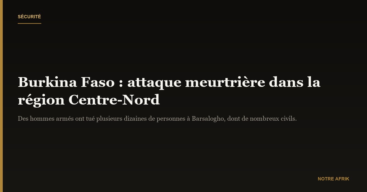 Burkina Faso : une attaque dans la région Centre-Nord fait plusieurs dizaines de victimes