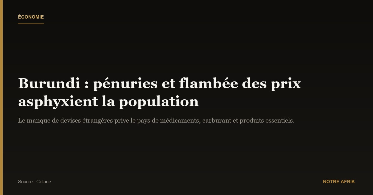 Burundi : vie difficile à cause des pénuries