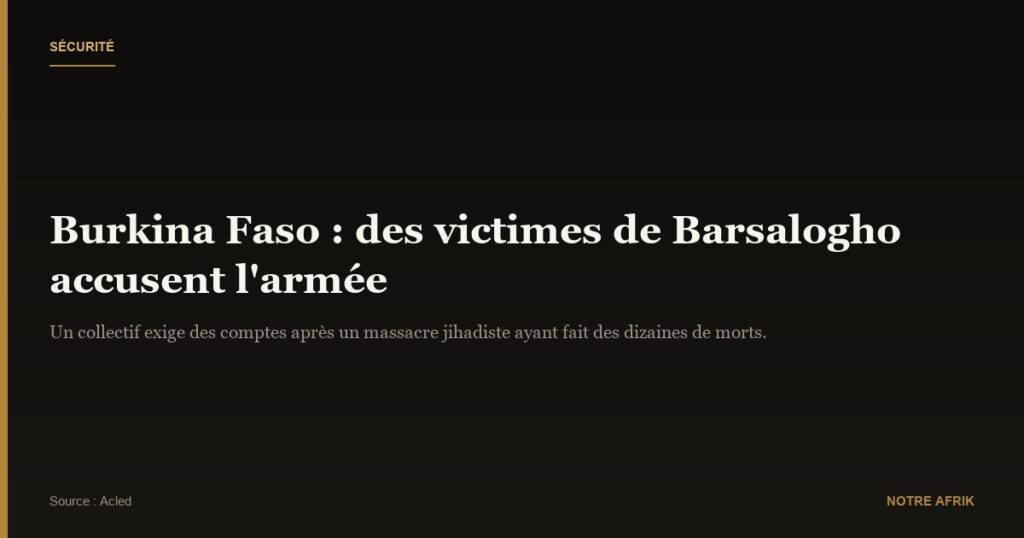Burkina Faso : un collectif de victimes du massacre de Barsalogho exige des comptes à l’armée