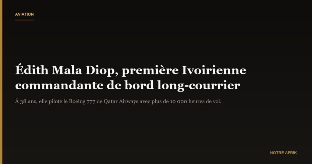 Aviation : l’Ivoirienne Édith Mala Diop promue pilote principale du Boeing 777
