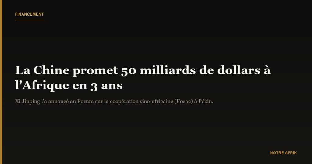 Financements : la Chine va allouer 50 milliards de dollars de financement à l’Afrique en 3 ans