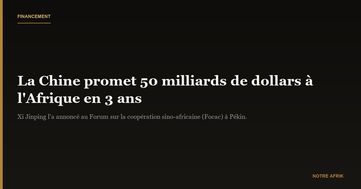 Financements : la Chine va allouer 50 milliards de dollars de financement à l’Afrique en 3 ans