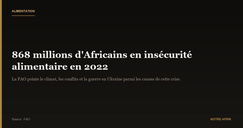 Afrique : environ 868 millions de personnes vivaient en situation d’insécurité alimentaire en 2022 selon la FAO