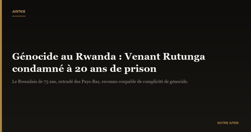Génocide au Rwanda : Venant Rutunga condamné à vingt ans de prison