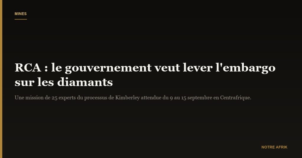 RCA : le gouvernement s’engage à lever l’embargo sur les diamants
