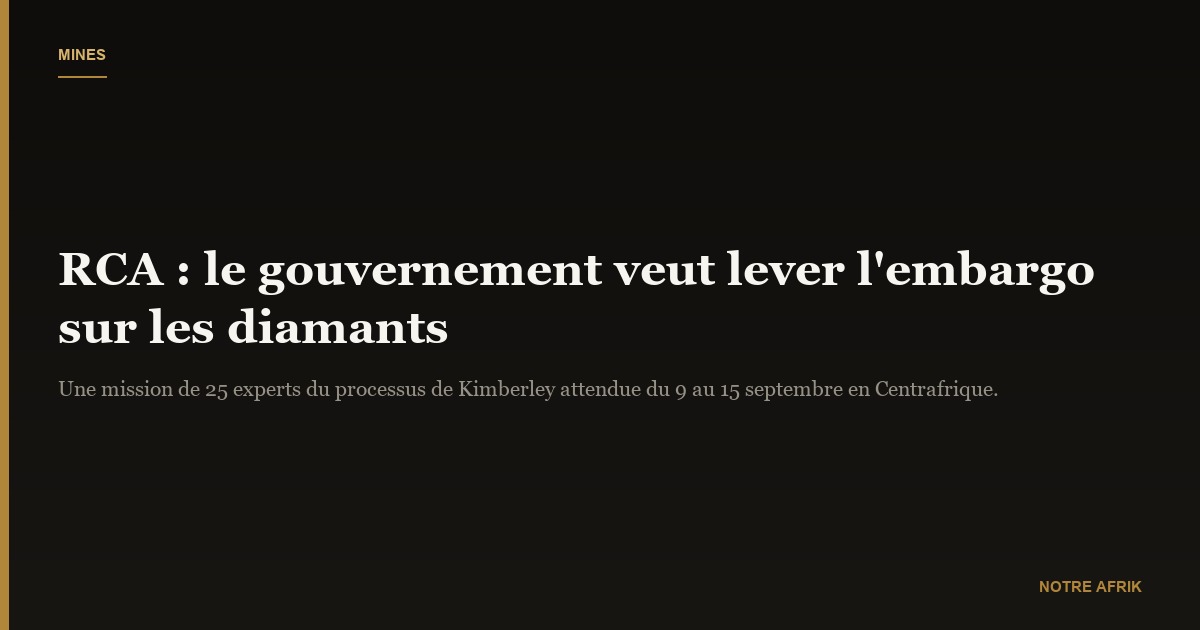 RCA : le gouvernement s’engage à lever l’embargo sur les diamants