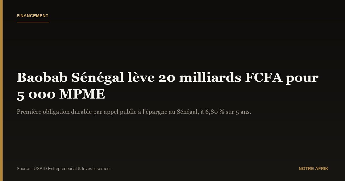 Financement : Baobab Sénégal lève 20 milliards de FCFA pour 5 000 entreprises