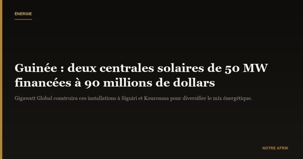 Electrification : la Guinée prévoit la construction de deux centrales solaires