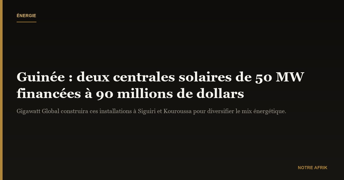 Electrification : la Guinée prévoit la construction de deux centrales solaires
