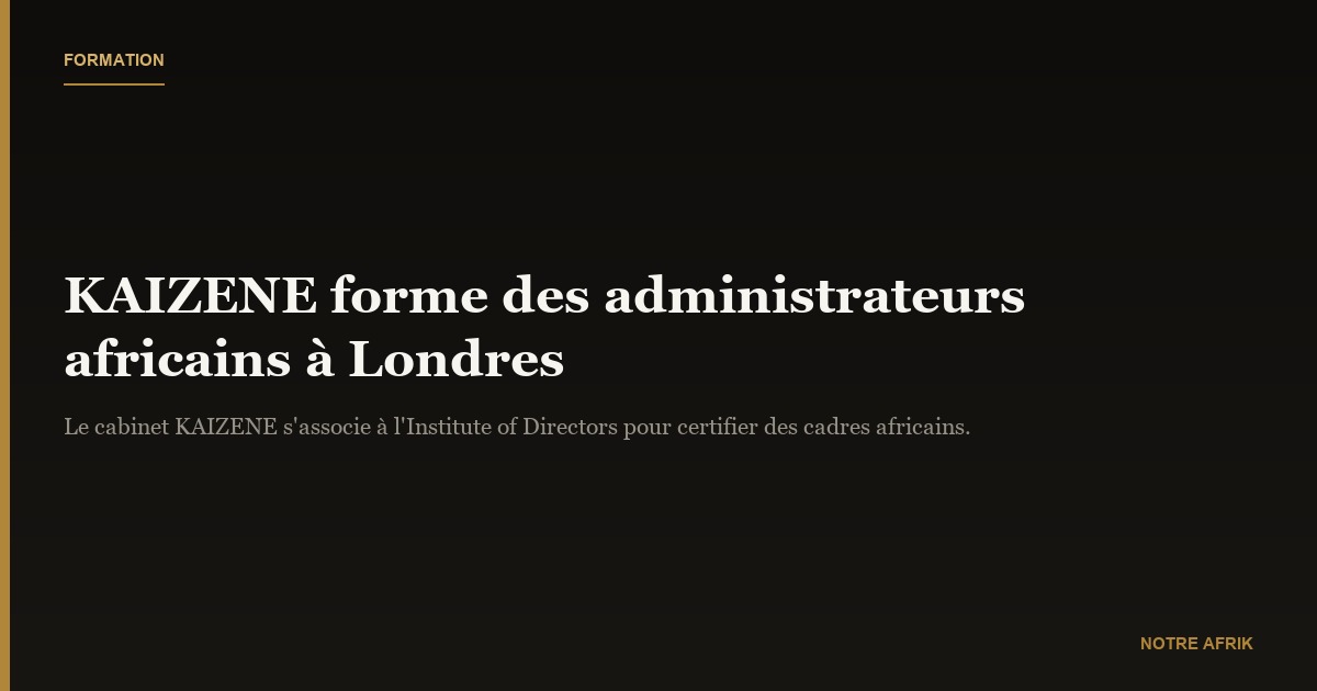 Afrique : le cabinet international KAIZENE forme des administrateurs à Londres