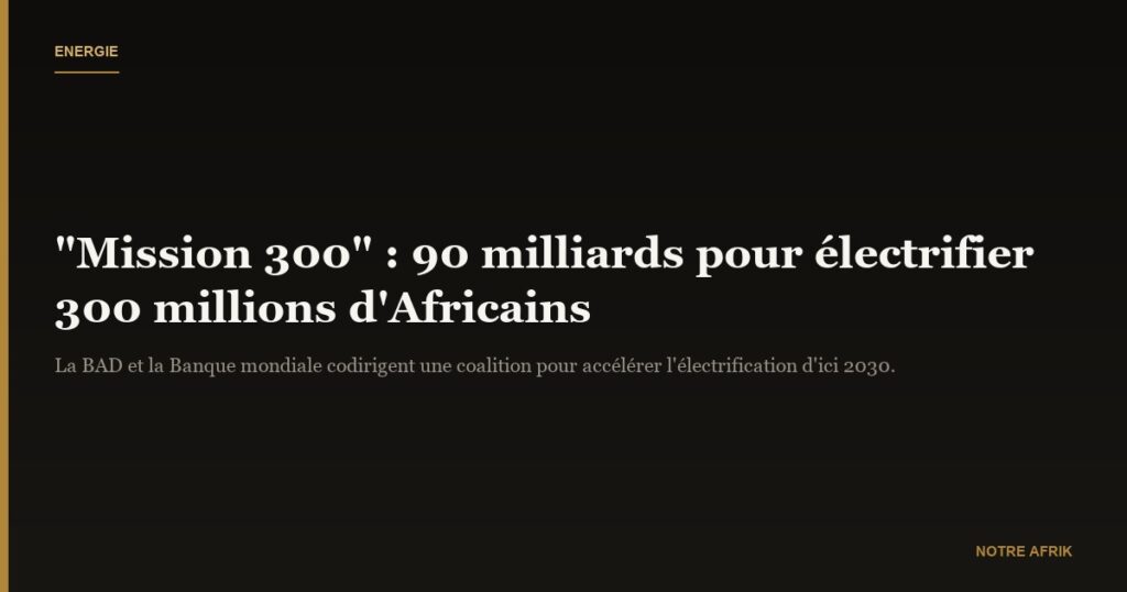 Energie : la BAD et la Banque mondiale veulent électrifier 300 millions d’Africains, d’ici 2030
