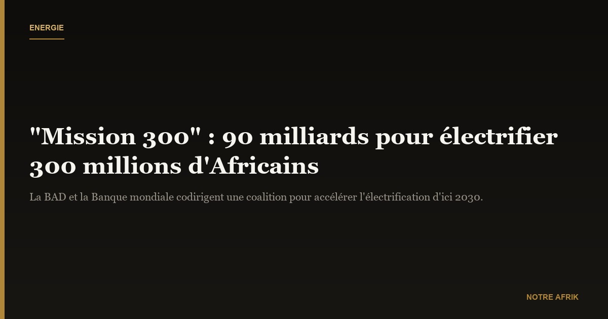 Energie : la BAD et la Banque mondiale veulent électrifier 300 millions d’Africains, d’ici 2030