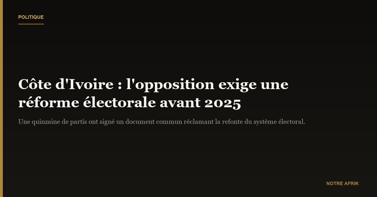 Côte d'Ivoire : l'opposition réclame des réformes majeures du processus électoral