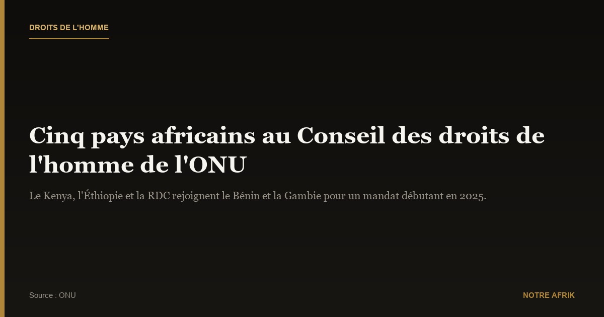 ONU : trois nouveaux pays africains élus au Conseil des droits de l’homme