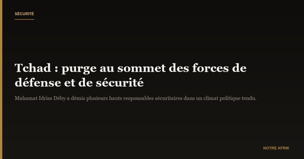 Tchad : des hauts fonctionnaires de la sécurité démis de leurs fonctions